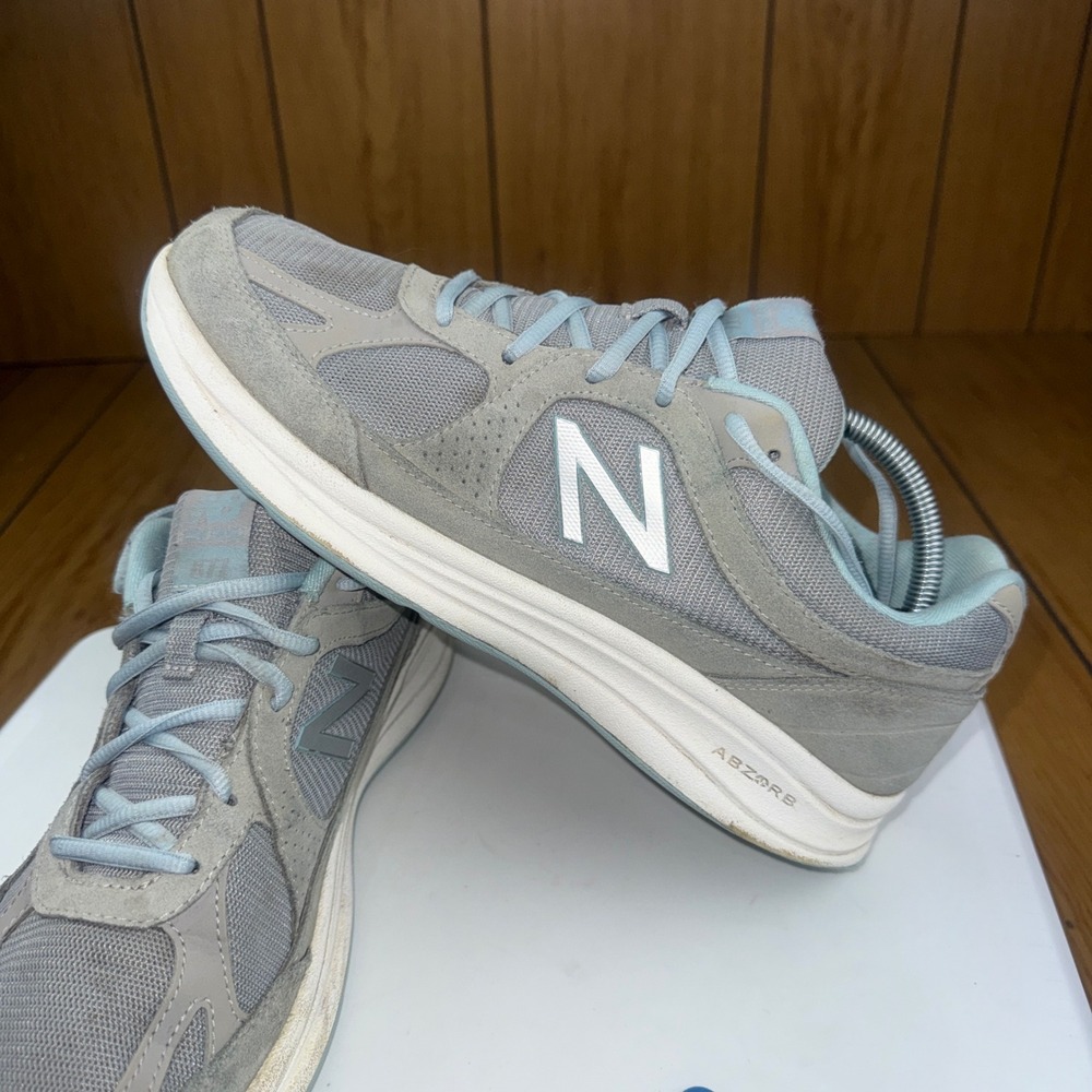 New Balance 877 Walking Shoes Womens 11 Grey Blue Suede Mesh Sneakers WW877SB